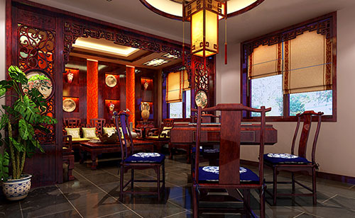 金银川路街道古典中式风格茶楼包间设计装修效果图